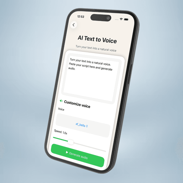 AI Text-to-Speech iOS App